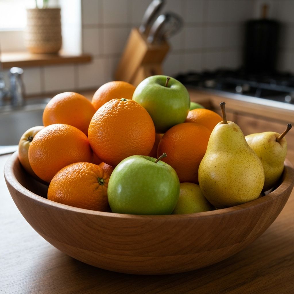 Kolorowe świeże owoce w drewnianej misce